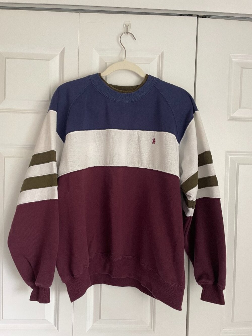 Vintage 90s GALLUP Boxy Fit Crewneck Striped Sweatshirt XL, but fits like Large